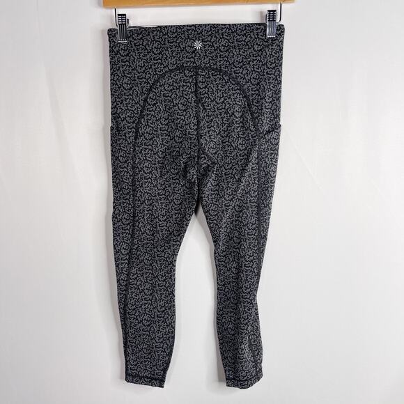 Athleta Small Black Gray Ultimate Stash Pocket Textured 7/8 Tight Static Print - Picture 2 of 12